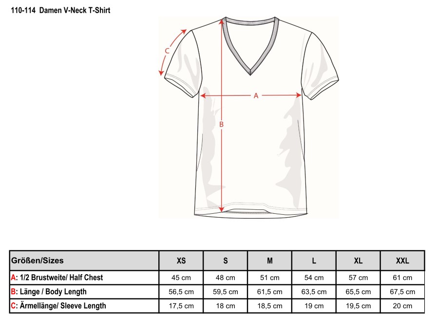 T-Shirt, V-Ausschnitt, kurzarm, Mädchen/Damen