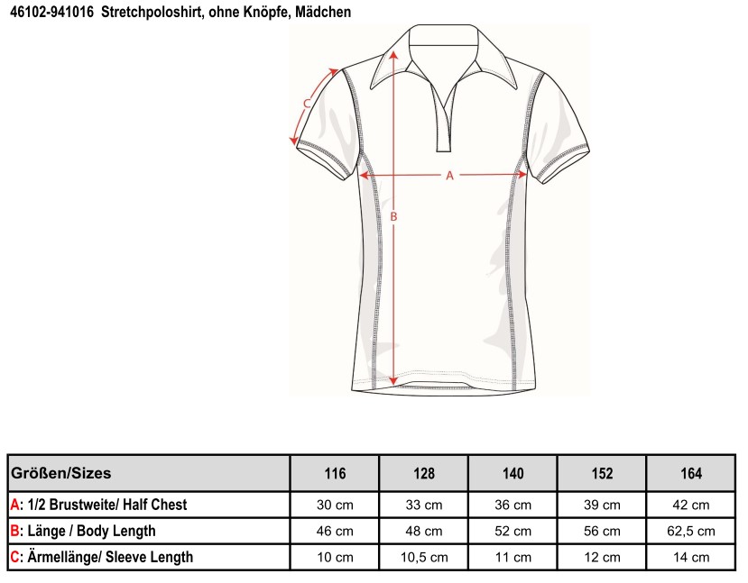 Stretchpoloshirt, ohne Knöpfe, Mädchen