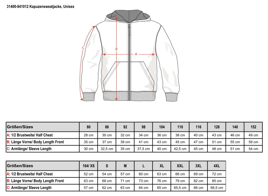 Kapuzensweatjacke, Unisex